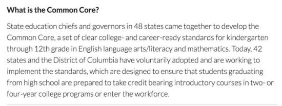 ▲ 截屏来自“共同核心标准”官网